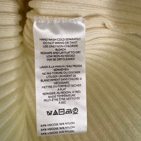 Maeve Fitted Half Zip Ribbed Sweater Top Womens Medium Ivory Office Work Casual - Picture 4 of 9